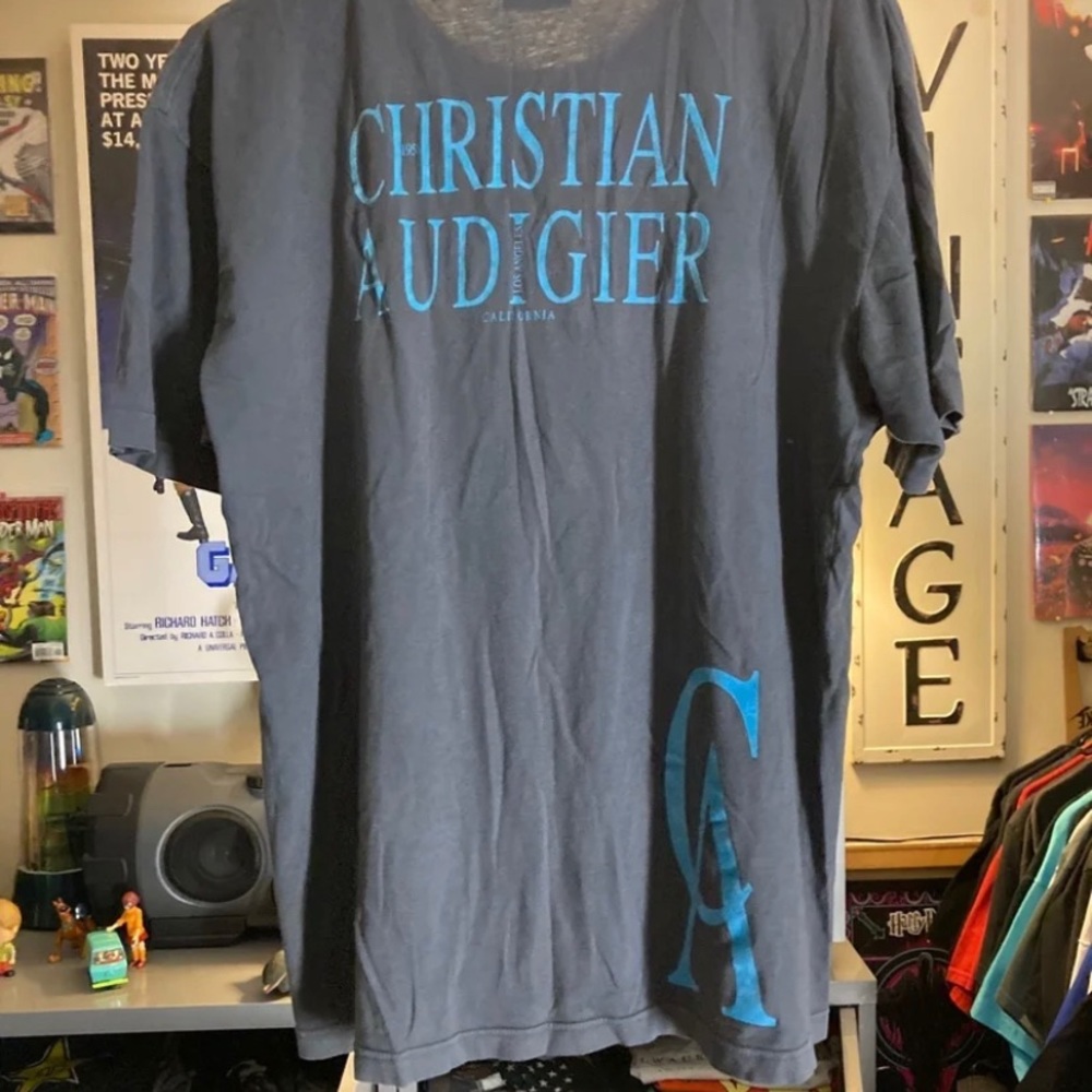 Christian audigier bedazzled double sided graphic microphone Ed hardy shirt Y2k - Picture 2 of 8